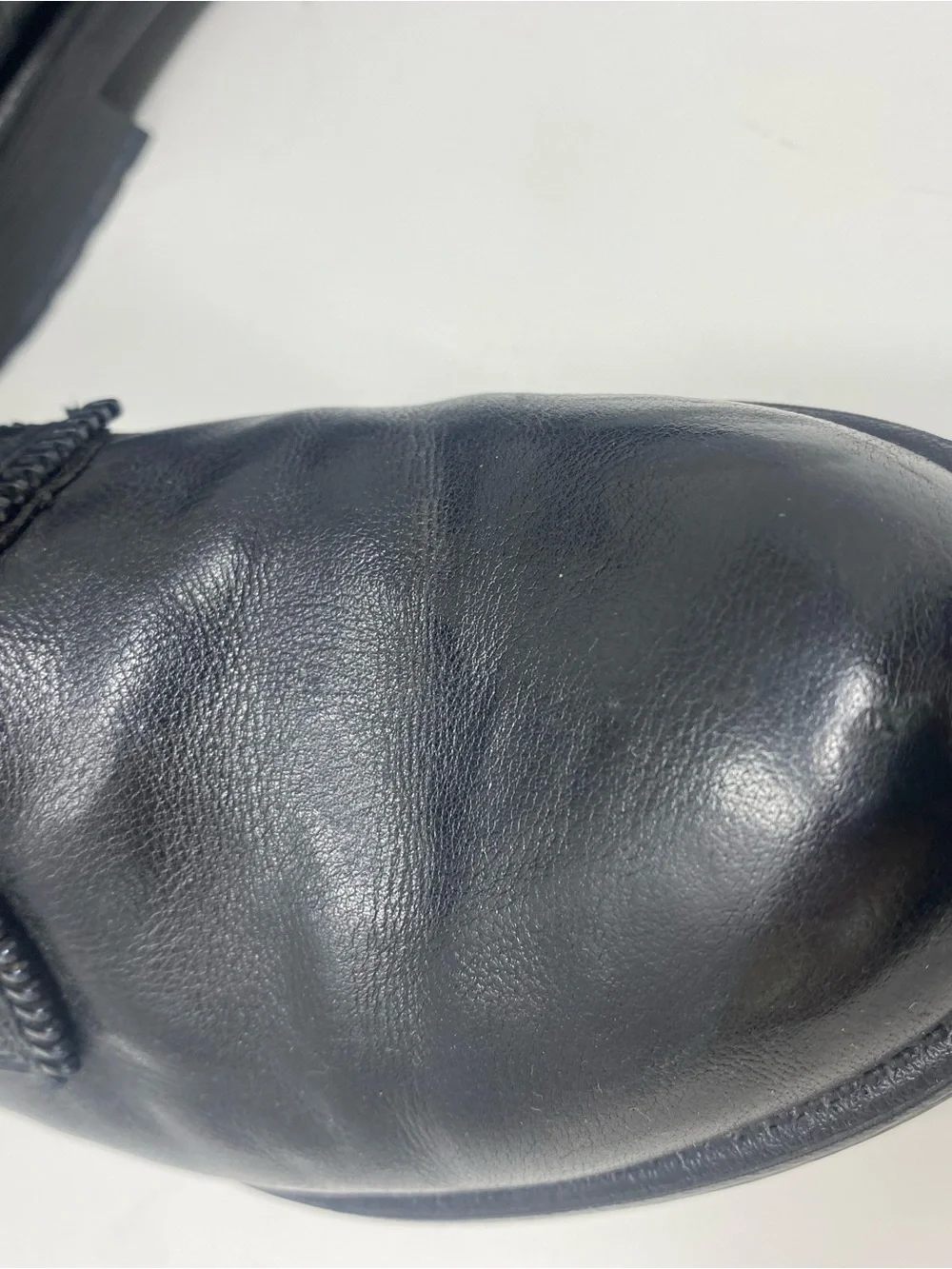 TJ Collection Black Combat, Side Zipper, Leather Ankle Boots,Skull Charm